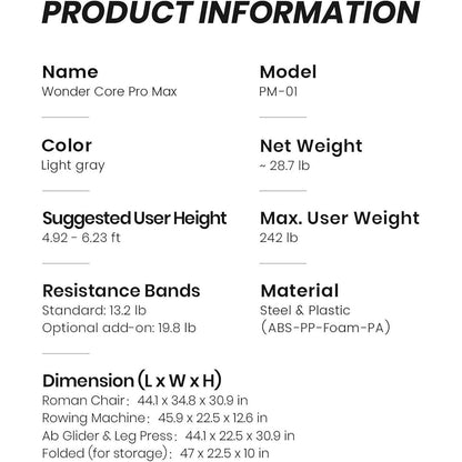 Pro Max Home Gym 4-in-1 Fitness Equipment Rowing Machine, Leg Press, Abdominal Glide, Roman Chair, Fitness Equipment For Abdominal And Core Strength Training