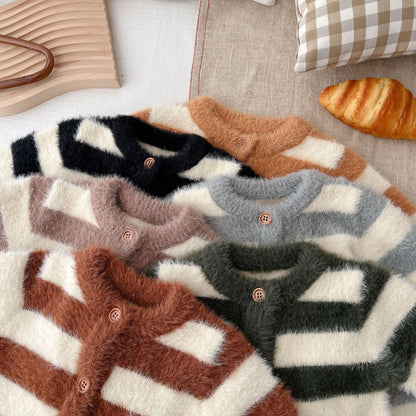 Baby Jumpsuit Baby Mink Fur Striped Romper