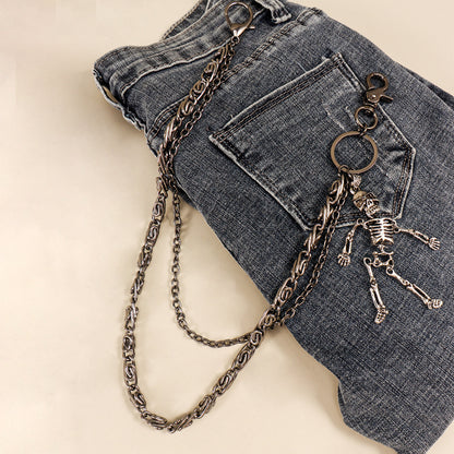 Hot Sellers For Both Men And Women Are Skeleton Skull Lockets Metal Guns Black Chain Pants Jeans Overalls Hip-hop Hipster Accessories Waist Ornaments