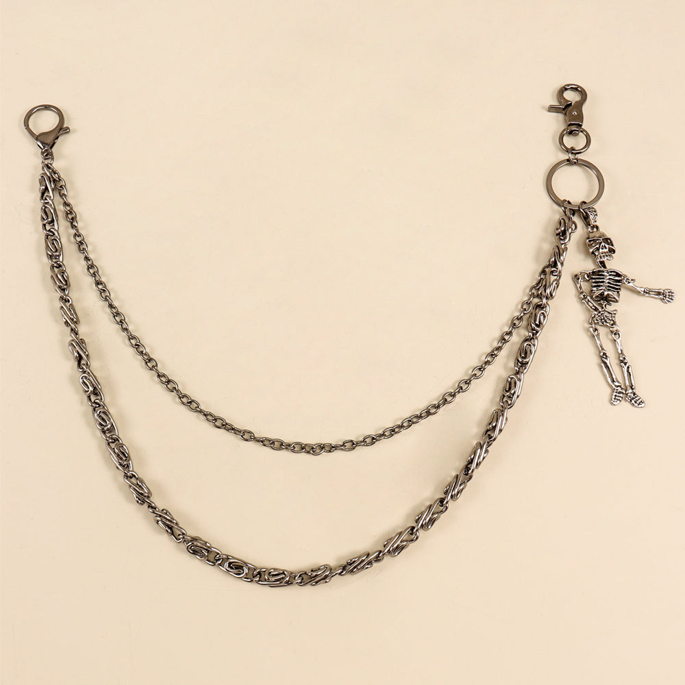 Hot Sellers For Both Men And Women Are Skeleton Skull Lockets Metal Guns Black Chain Pants Jeans Overalls Hip-hop Hipster Accessories Waist Ornaments