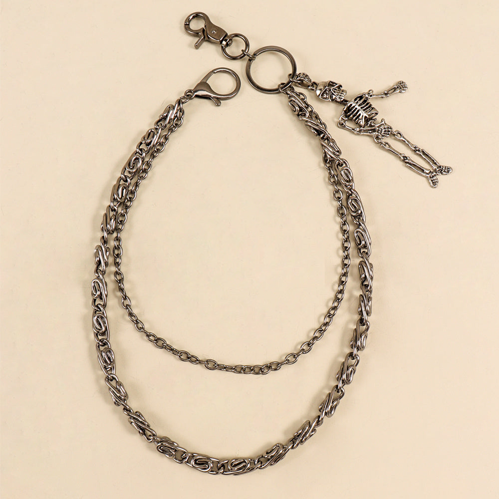 Hot Sellers For Both Men And Women Are Skeleton Skull Lockets Metal Guns Black Chain Pants Jeans Overalls Hip-hop Hipster Accessories Waist Ornaments