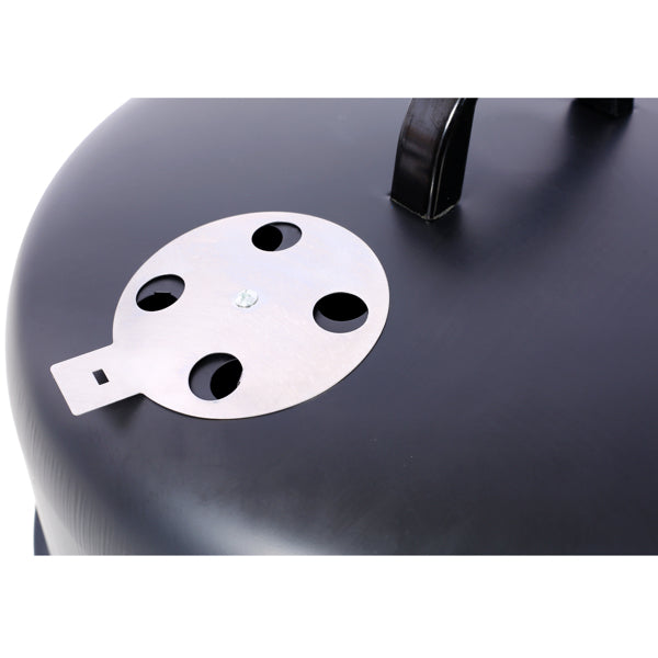 17 Inch Steel Charcoal Smoker, Heavy Duty Round Grill For Outdoor Cooking, Black