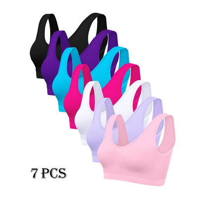 7-Pack No-Pad Solid Seamless Bras for Women – Lightweight, Soft Fabric with Comfortable Stretch, Available in Sizes S-XXL for Da