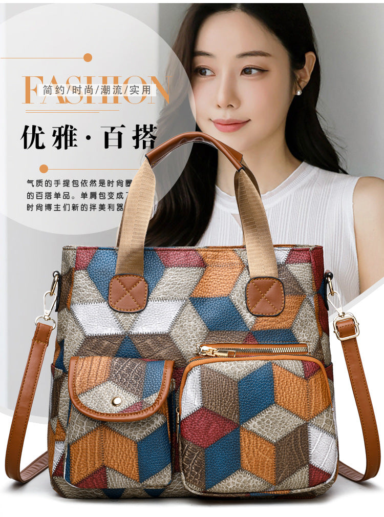 Women's Handbag Women's Shoulder Bag Fashion Purse Vintage Leather Bag Large Capacity Handbag Inclined Shoulder Bag Mom's Bag