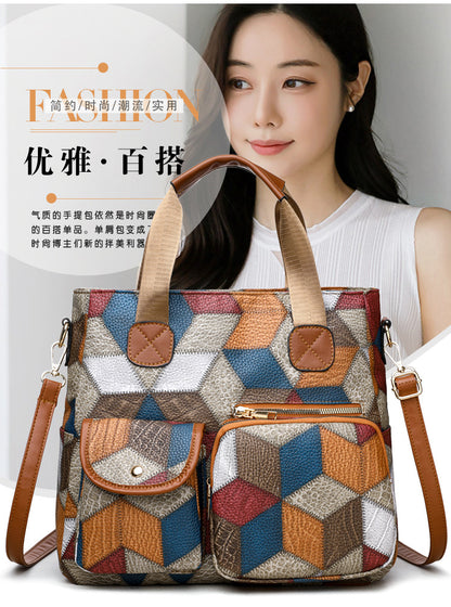 Women's Handbag Women's Shoulder Bag Fashion Purse Vintage Leather Bag Large Capacity Handbag Inclined Shoulder Bag Mom's Bag