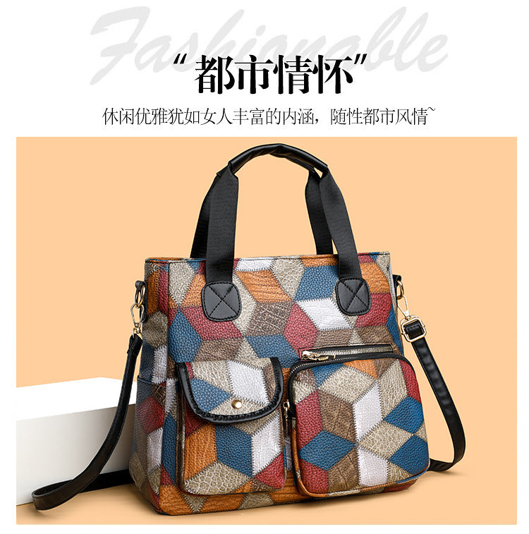 Women's Handbag Women's Shoulder Bag Fashion Purse Vintage Leather Bag Large Capacity Handbag Inclined Shoulder Bag Mom's Bag