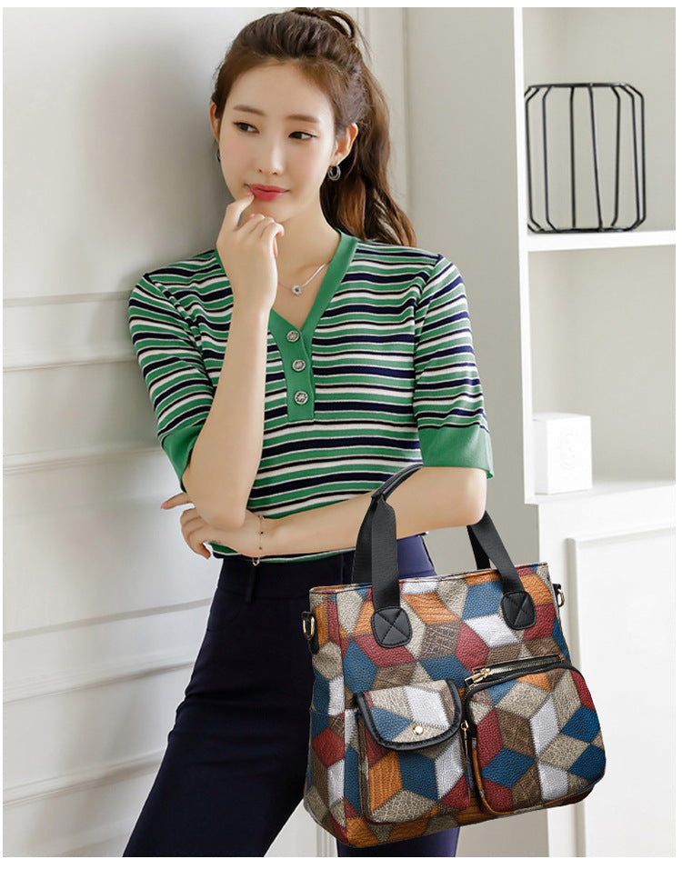 Women's Handbag Women's Shoulder Bag Fashion Purse Vintage Leather Bag Large Capacity Handbag Inclined Shoulder Bag Mom's Bag