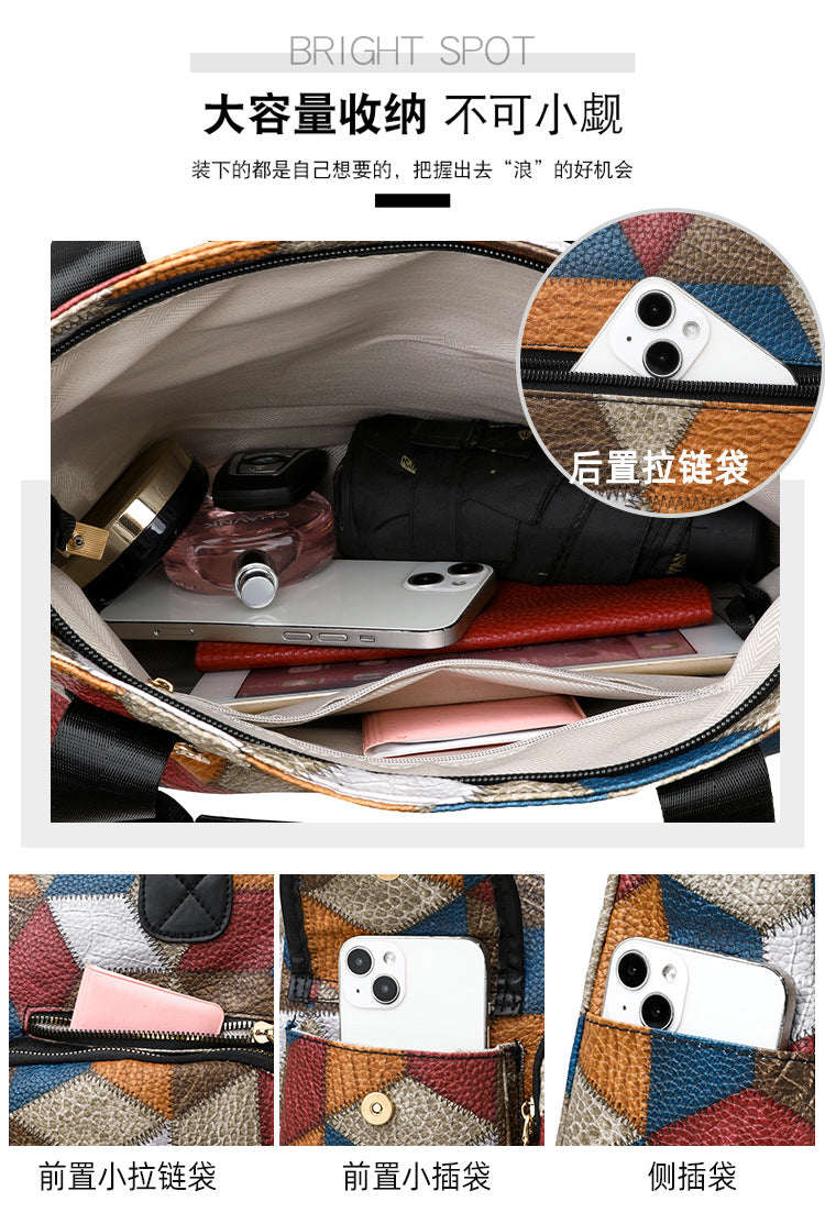 Women's Handbag Women's Shoulder Bag Fashion Purse Vintage Leather Bag Large Capacity Handbag Inclined Shoulder Bag Mom's Bag