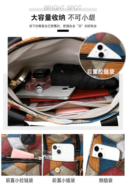 Women's Handbag Women's Shoulder Bag Fashion Purse Vintage Leather Bag Large Capacity Handbag Inclined Shoulder Bag Mom's Bag