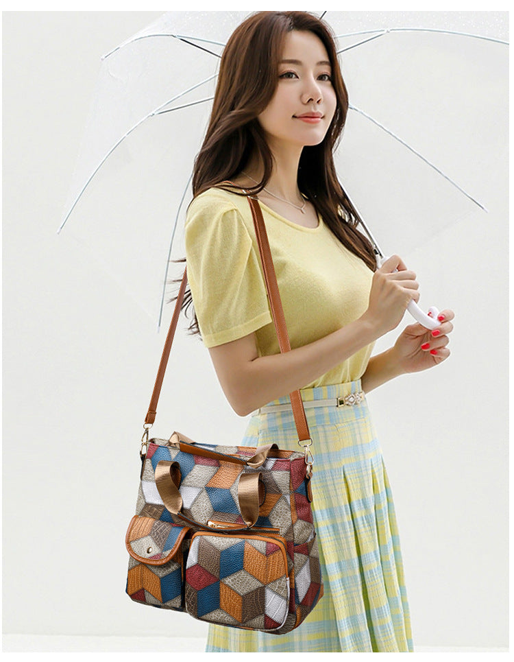 Women's Handbag Women's Shoulder Bag Fashion Purse Vintage Leather Bag Large Capacity Handbag Inclined Shoulder Bag Mom's Bag