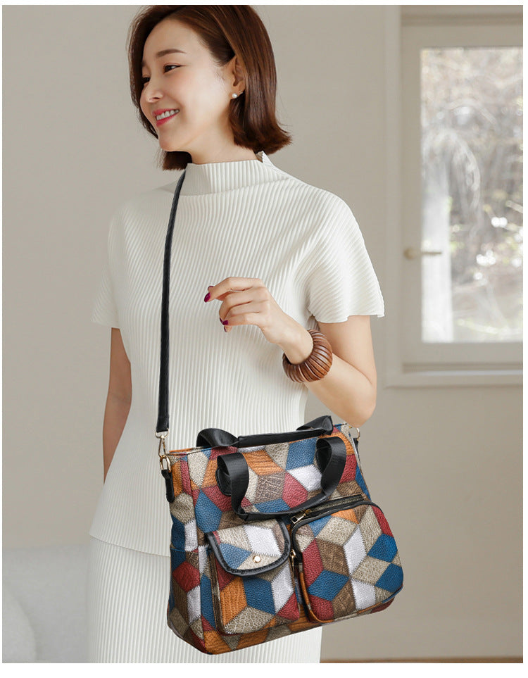 Women's Handbag Women's Shoulder Bag Fashion Purse Vintage Leather Bag Large Capacity Handbag Inclined Shoulder Bag Mom's Bag