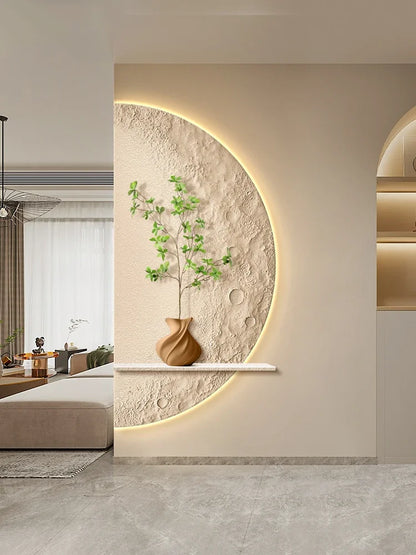 Cream Moon Entrance Decorative Painting Creative Green Plant Corridor Aisle Living Room Entrance Door wall Lamp Painting