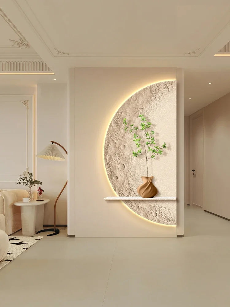 Cream Moon Entrance Decorative Painting Creative Green Plant Corridor Aisle Living Room Entrance Door wall Lamp Painting