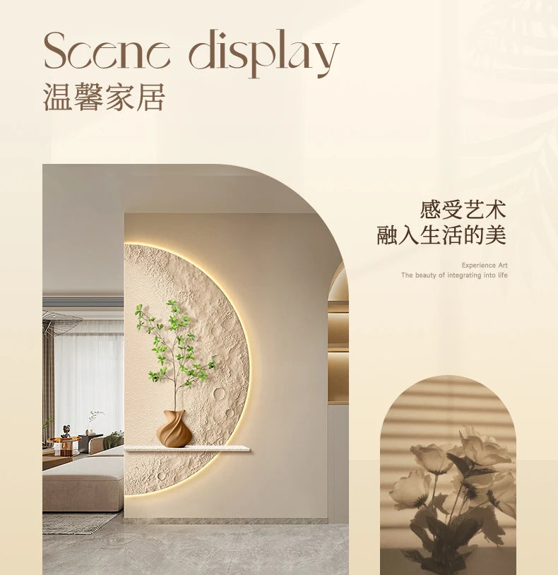 Cream Moon Entrance Decorative Painting Creative Green Plant Corridor Aisle Living Room Entrance Door wall Lamp Painting