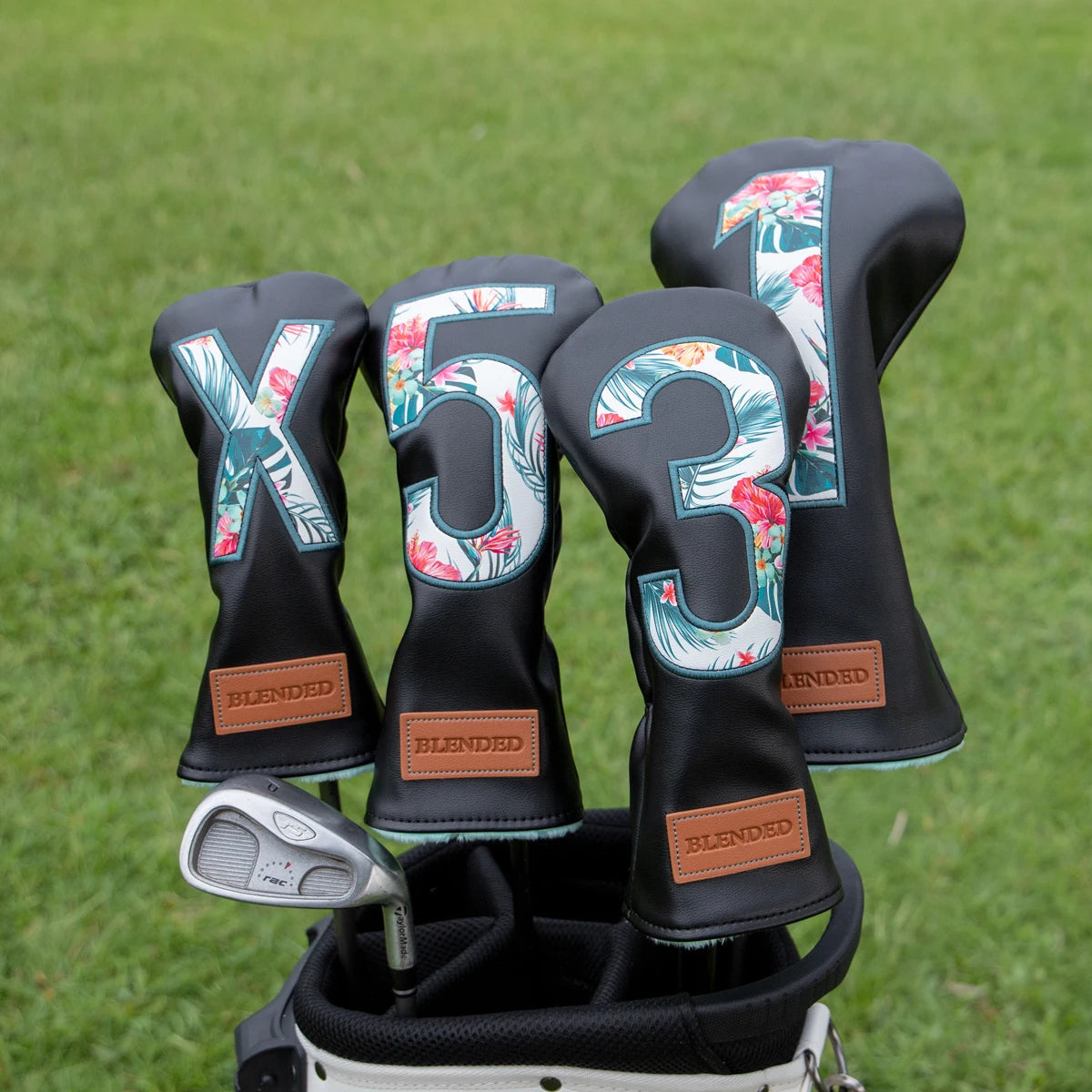 Black Leather Golf Headcovers Summer Fashion Head Cover High Qaulity Driver Wood Cover Set White Premium Leather Driver Fairway