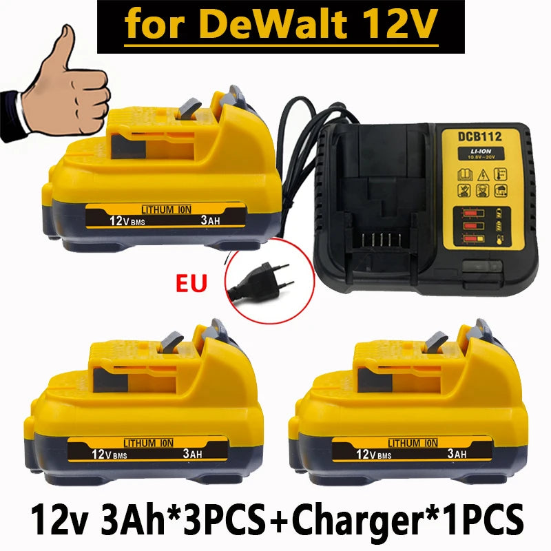 For DeWalt DCB120 - DCB127 Rechargeable Batteries - 3000mAh 12V Max Lithium Ion Replacement Battery[OK]