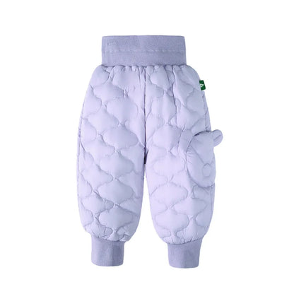 Amila Baby Down Pants 2024 Winter New Style Girls Solid Color Duck Down Three-Proof Fabric Warm Loose Casual Children’s Trousers