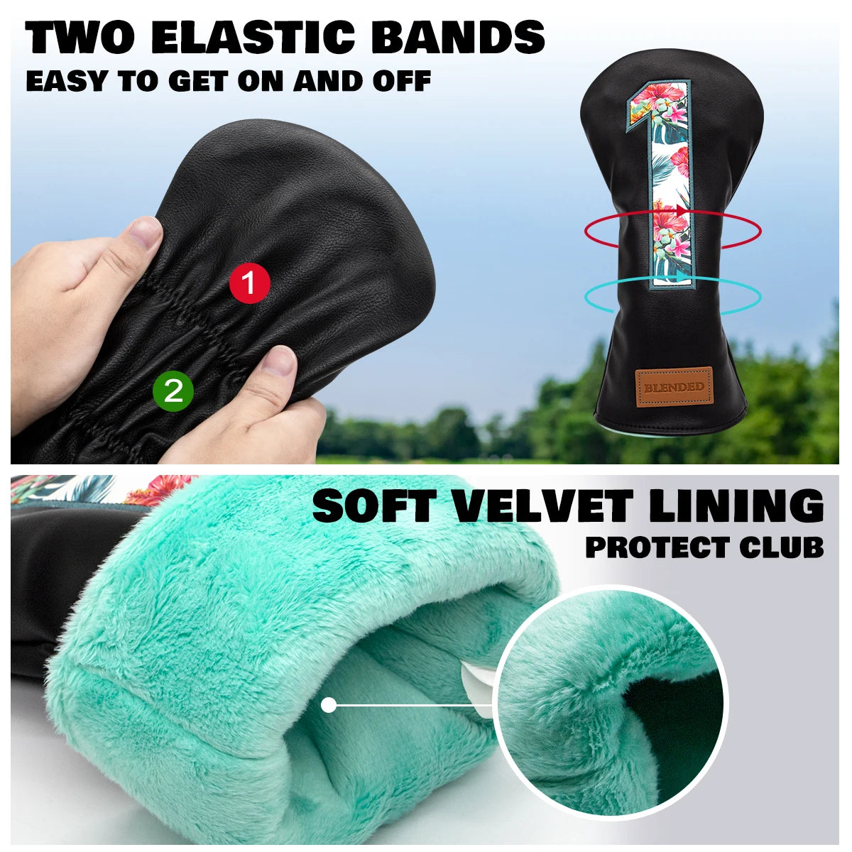 Black Leather Golf Headcovers Summer Fashion Head Cover High Qaulity Driver Wood Cover Set White Premium Leather Driver Fairway