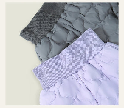 Amila Baby Down Pants 2024 Winter New Style Girls Solid Color Duck Down Three-Proof Fabric Warm Loose Casual Children’s Trousers