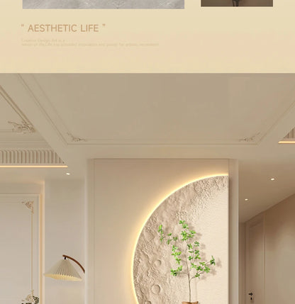 Cream Moon Entrance Decorative Painting Creative Green Plant Corridor Aisle Living Room Entrance Door wall Lamp Painting