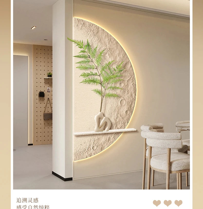Cream Moon Entrance Decorative Painting Creative Green Plant Corridor Aisle Living Room Entrance Door wall Lamp Painting