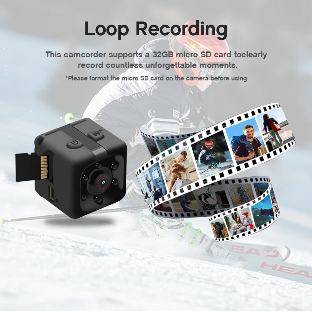 Mini Portable Camera With Video 1080P Full HD Security Camera Indoor/outdoor Surveillance Camera, Compact Mini Camera - 32G CARD