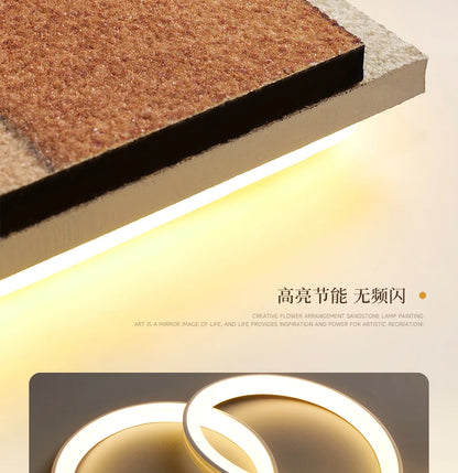 Cream Moon Entrance Decorative Painting Creative Green Plant Corridor Aisle Living Room Entrance Door wall Lamp Painting