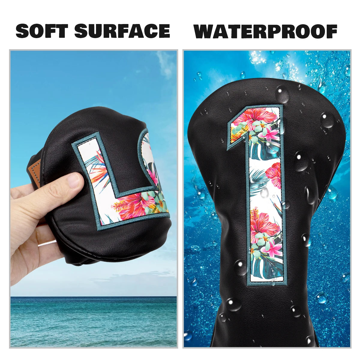 Black Leather Golf Headcovers Summer Fashion Head Cover High Qaulity Driver Wood Cover Set White Premium Leather Driver Fairway