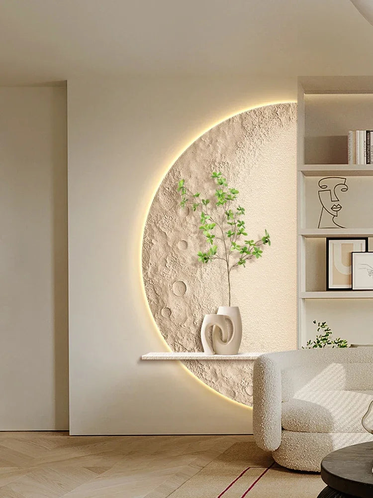 Cream Moon Entrance Decorative Painting Creative Green Plant Corridor Aisle Living Room Entrance Door wall Lamp Painting
