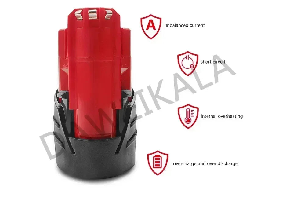 For 12V Milwaukee Battery 3Ah Compatible with Milwaukee M12 XC 48-11-2410 48-11-2420 48-11-2411 12-Volt Cordless Tools Battery