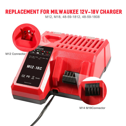 12V~18V charger for Milwaukee M18 Akku M18B6 M12 M14 XC Li-Ion battery 48-11-1860 48-11-1852