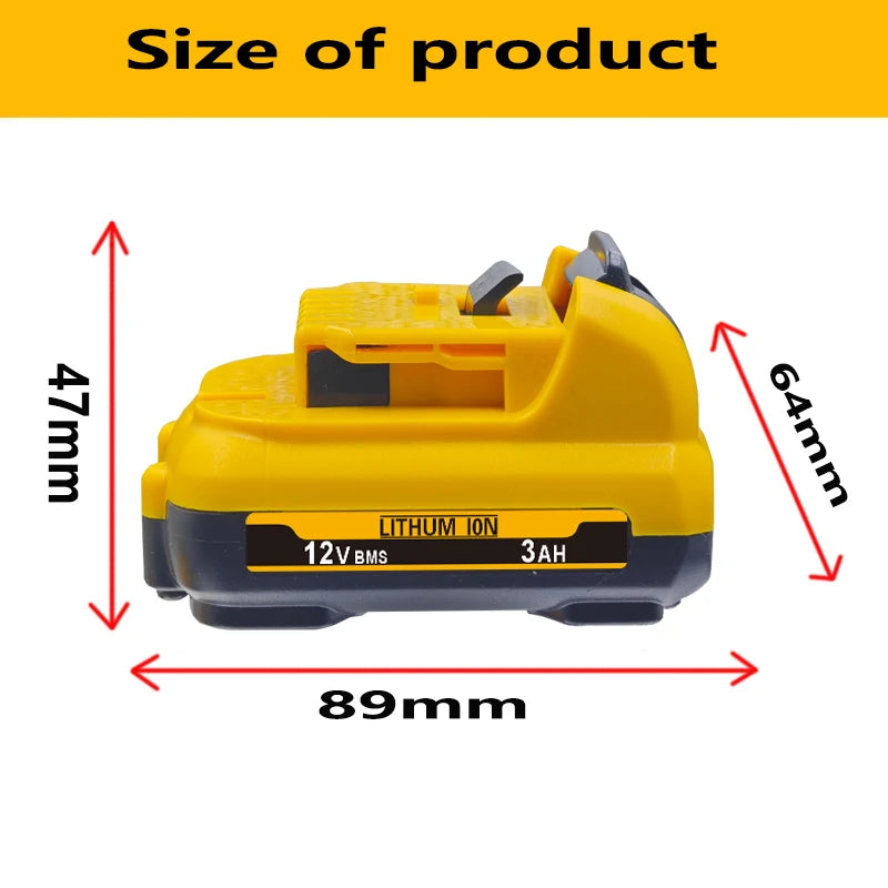 For DeWalt DCB120 - DCB127 Rechargeable Batteries - 3000mAh 12V Max Lithium Ion Replacement Battery[OK]