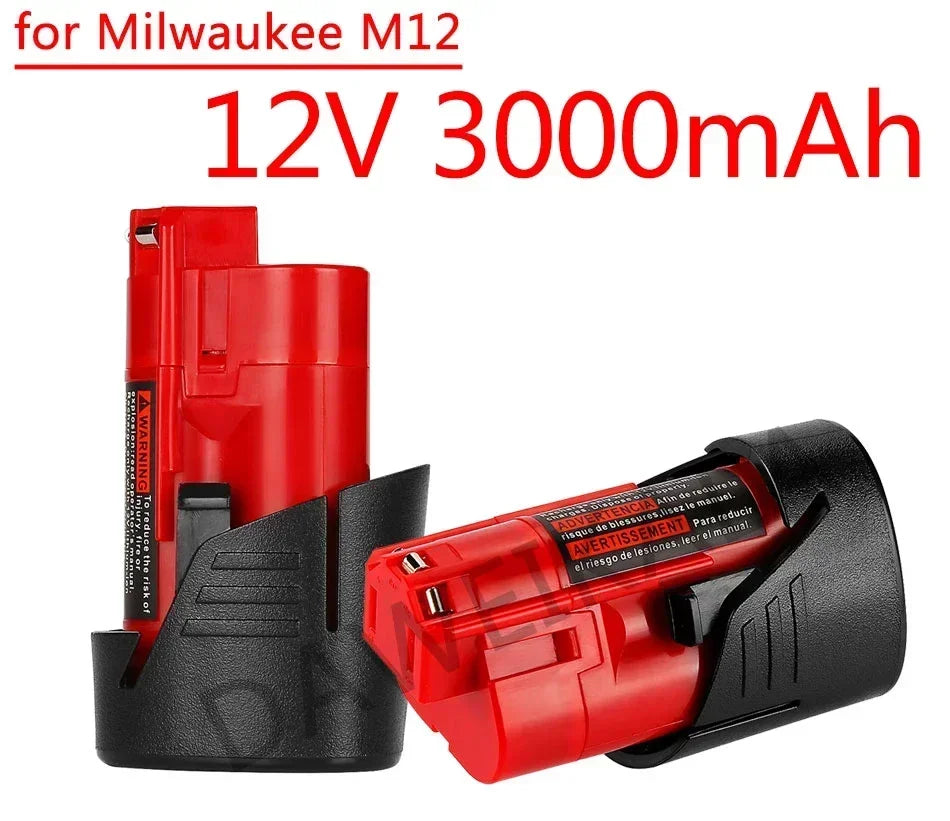 For 12V Milwaukee Battery 3Ah Compatible with Milwaukee M12 XC 48-11-2410 48-11-2420 48-11-2411 12-Volt Cordless Tools Battery