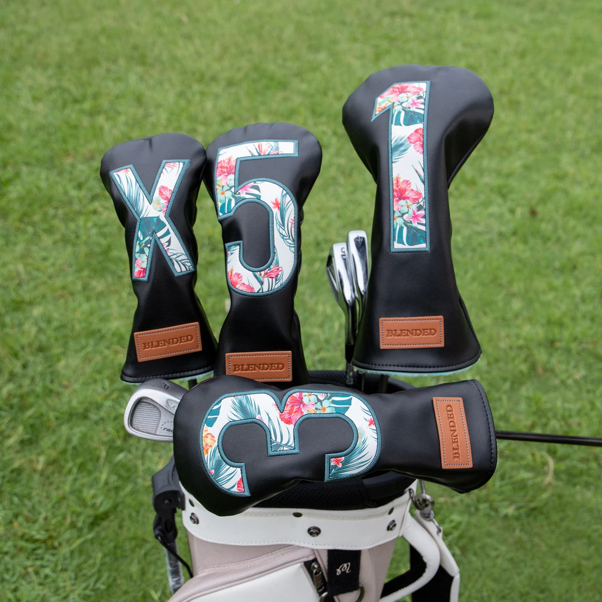 Black Leather Golf Headcovers Summer Fashion Head Cover High Qaulity Driver Wood Cover Set White Premium Leather Driver Fairway