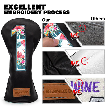 Black Leather Golf Headcovers Summer Fashion Head Cover High Qaulity Driver Wood Cover Set White Premium Leather Driver Fairway