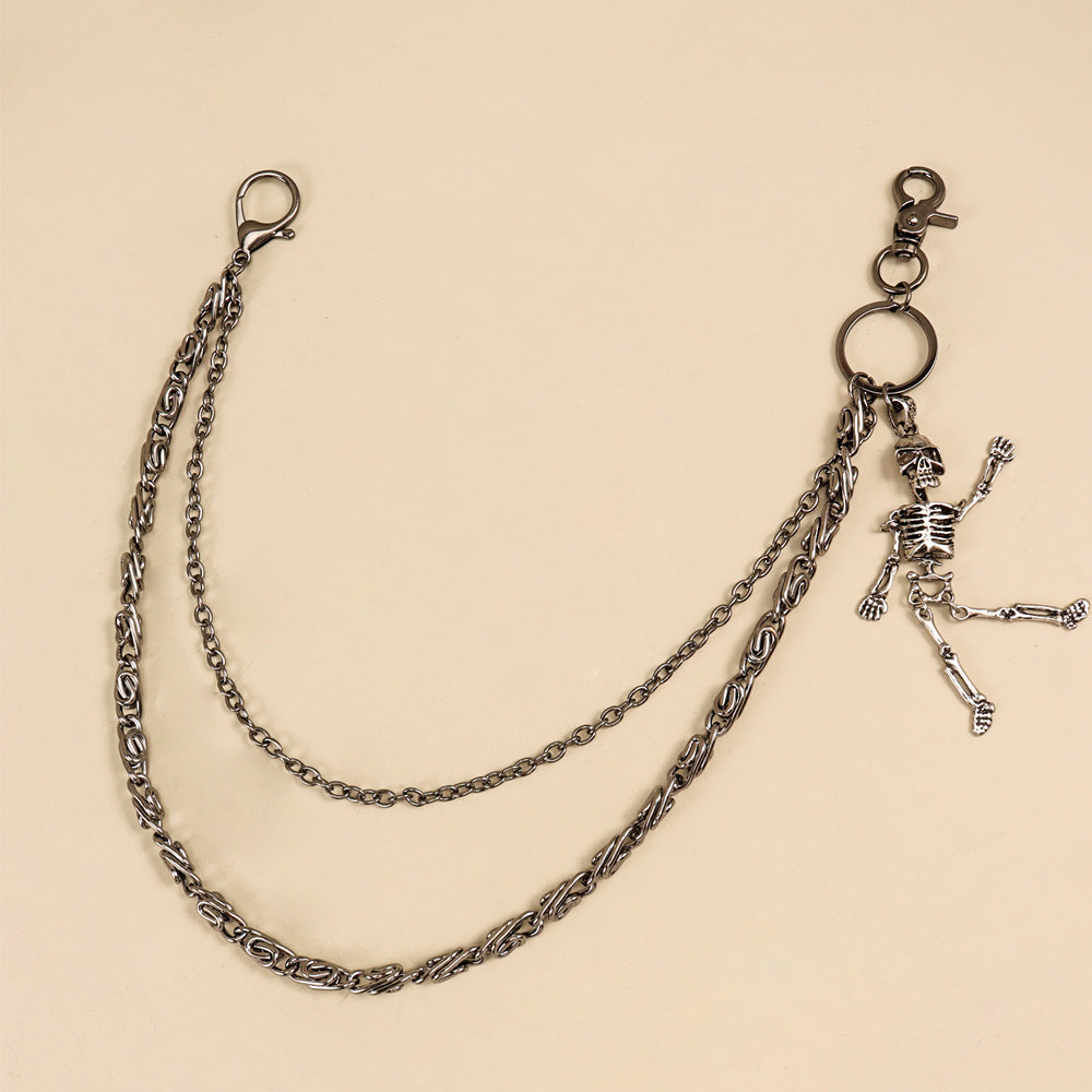 Hot Sellers For Both Men And Women Are Skeleton Skull Lockets Metal Guns Black Chain Pants Jeans Overalls Hip-hop Hipster Accessories Waist Ornaments