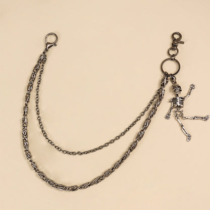 Hot Sellers For Both Men And Women Are Skeleton Skull Lockets Metal Guns Black Chain Pants Jeans Overalls Hip-hop Hipster Accessories Waist Ornaments