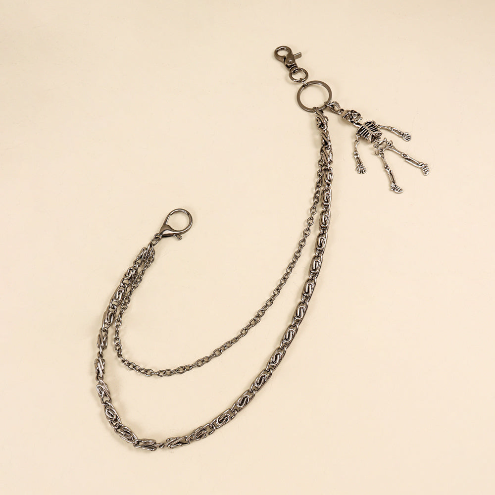 Hot Sellers For Both Men And Women Are Skeleton Skull Lockets Metal Guns Black Chain Pants Jeans Overalls Hip-hop Hipster Accessories Waist Ornaments